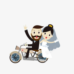 结婚骑单车的夫妇素材