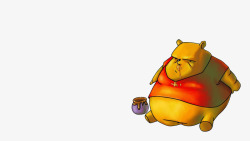 胖子黄色小熊蜂蜜罐素材