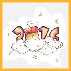 2016可爱卡通新年快乐云层矢量图素材