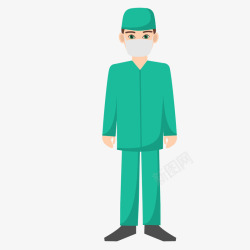 绿色工作服戴口罩的医护人员高清图片