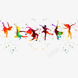 彩色油漆彩色舞蹈人物名片高清图片