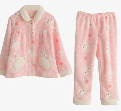 儿童睡衣粉色珊瑚绒女孩素材