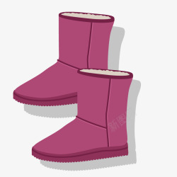 手绘女士长筒雪地靴PNG紫色雪地靴高清图片