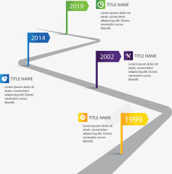 彩色小旗时间轴图表矢量图素材