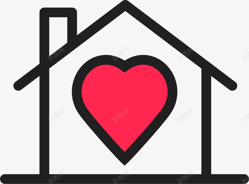 黑色线条爱心小屋png免抠素材_88icon https://88icon.com LOVE 婚庆 心形 浪漫 爱心小屋 爱情 白色爱心