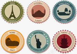 六张城市纪念邮票素材