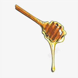 枣花蜂蜜手绘黄色蜂蜜搅拌棒高清图片