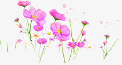 粉色春季水彩手绘花海素材