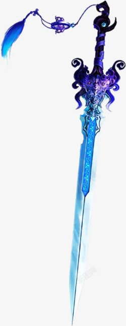 紫色蓝色创意宝剑合成素材