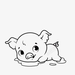摔倒小猪手绘卡通可爱小猪高清图片