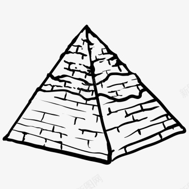 黑白手绘卡通简洁金字塔图标图标