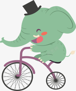 绿色骑单车的大象矢量图素材