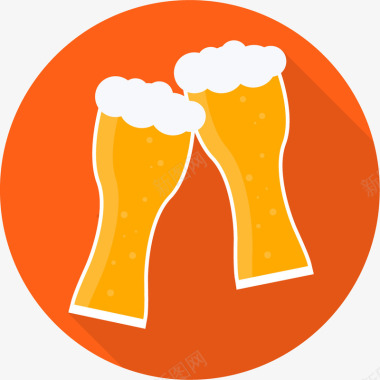 啤酒橙色啤酒碰杯图标矢量图图标