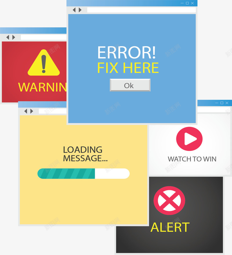 网站网页彩色弹窗矢量图ai免抠素材_88icon https://88icon.com 广告 广告弹窗 弹窗 彩色弹窗 矢量png 网络广告 矢量图
