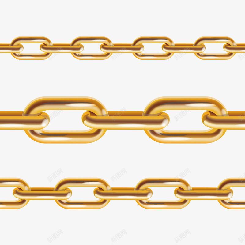 三条金色的金属链矢量图eps免抠素材_88icon https://88icon.com 金属 金色 链子 链子png 链子矢量图 矢量图