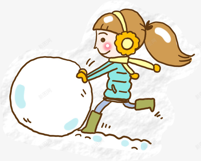 手绘漫画滚雪球少女png免抠素材_88icon https://88icon.com 少女 滚雪 滚雪球 漫画