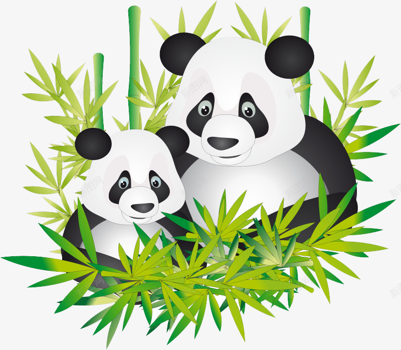 大小熊猫母子矢量图eps免抠素材_88icon https://88icon.com 大小 母子 熊猫与竹子 矢量图