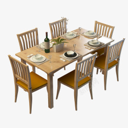 木制简单纯色北欧餐桌素材