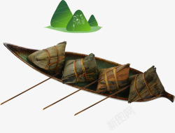 绿粽子端午粽子龙舟高清图片