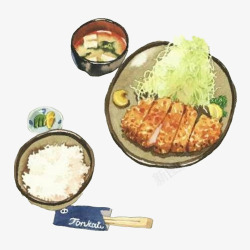 日式米饭套餐手绘画片素材
