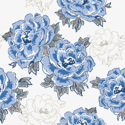 中国风传统花朵蓝色装饰花纹矢量图素材