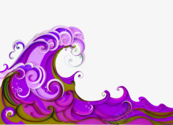 紫色中国风海浪边框纹理素材