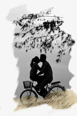 h5素材两个人相爱h5骑单车的情侣高清图片