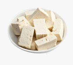 谷物背景白色盘子里的老豆腐高清图片