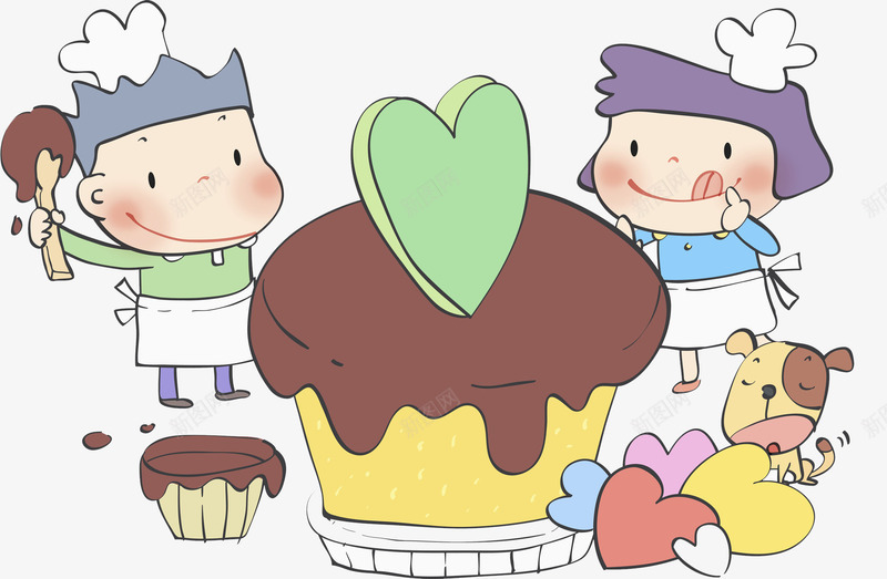 吃蛋糕的孩子png免抠素材_88icon https://88icon.com 卡通 孩子 小狗 手绘 水彩 爱心 甜食 绿色 蛋糕 食物