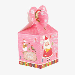 粉色圣诞老人平安果包装盒素材