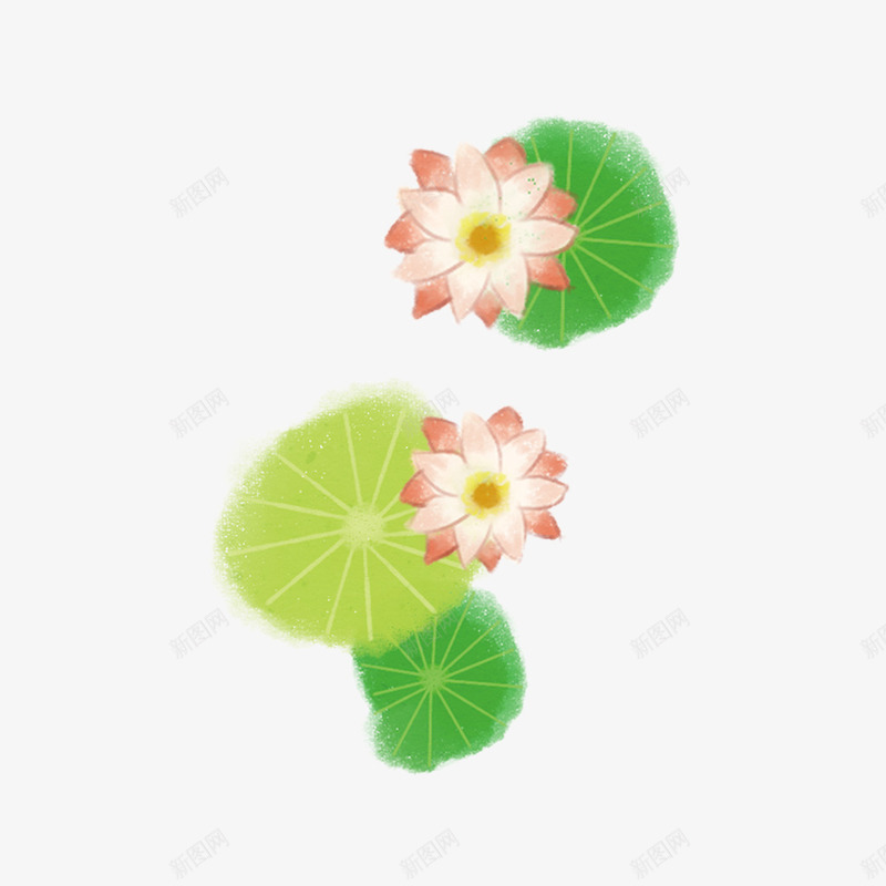 小清新风手绘荷花png免抠素材_88icon https://88icon.com 小清新 手绘 绿叶粉花 荷花