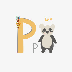 小熊猫字母P的矢量图素材