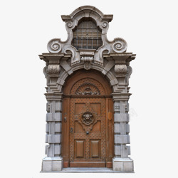 棕色门大型欧式石头门高清图片