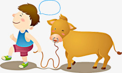 卡通得意一个放牛的男孩高清图片