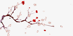 梅花中国风红色古典梅花高清图片