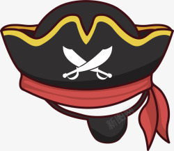 海盗帽子黑色船长帽子眼罩高清图片