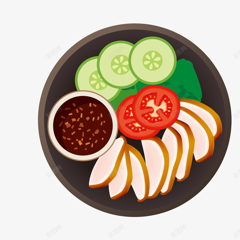 手绘美食装饰png免抠素材_88icon https://88icon.com 卡通装饰 广告设计 文艺清新风插画 海报设计 美食 食物 黄瓜和番茄