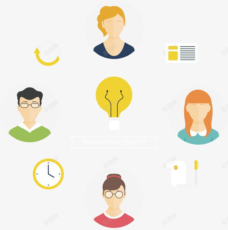 工作分工计划表png免抠素材_88icon https://88icon.com 分工合作 团队合作 工作 工作分工 工作流程 时钟计划表 矢量png