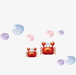 卡通海鲜扇贝螃蟹素材