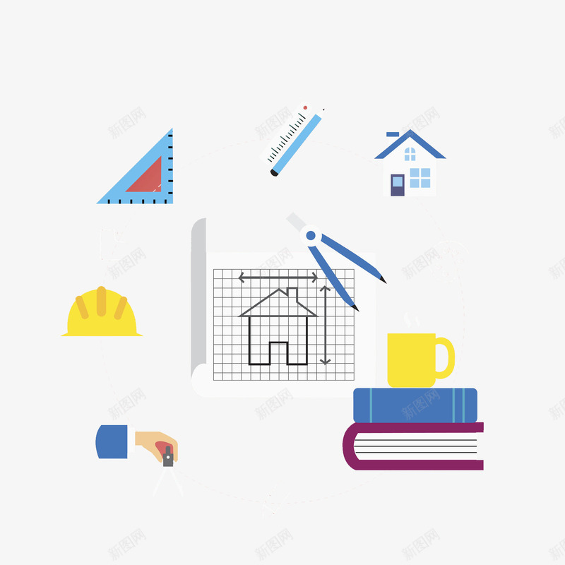 绘图工具png免抠素材_88icon https://88icon.com 字典 学习 学校 数学 文具 精准绘图 绘图 词典