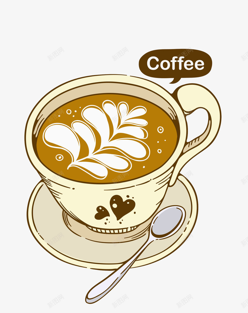 卡通一杯咖啡图png免抠素材_88icon https://88icon.com coffee 勺子 卡通 咖啡 插图 杯子 杯花