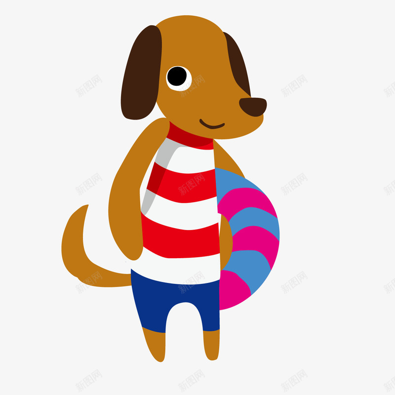 拿游泳圈的小狗png免抠素材_88icon https://88icon.com 卡通 泳圈 游泳 狗