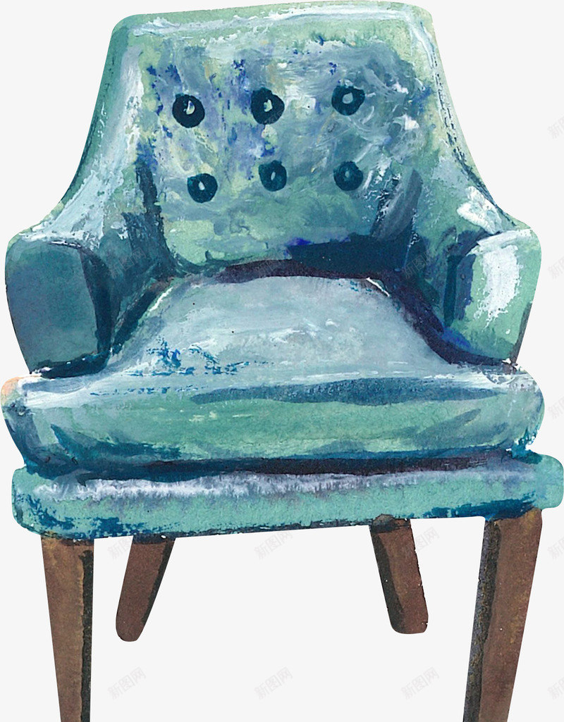 蓝色高档单人沙发手绘png免抠素材_88icon https://88icon.com 单人沙发 布艺沙发 欧式沙发 沙发 皮质沙发 蓝色高档单人沙发手绘