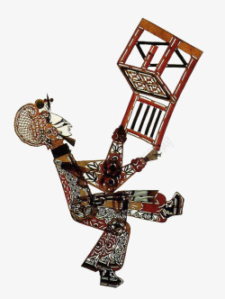 传统中国风手拿椅子人物皮影素材