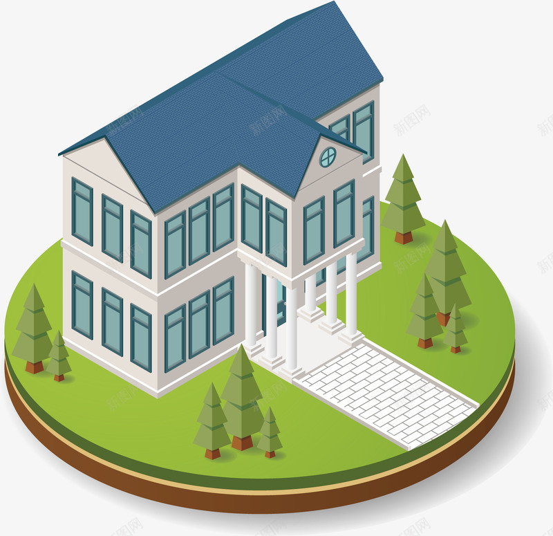 高档别墅住房矢量图ai免抠素材_88icon https://88icon.com 卡通手绘 建筑物 水彩画 装饰图案 高档别墅住房 矢量图