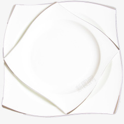 白色方形波纹陶瓷盘子素材