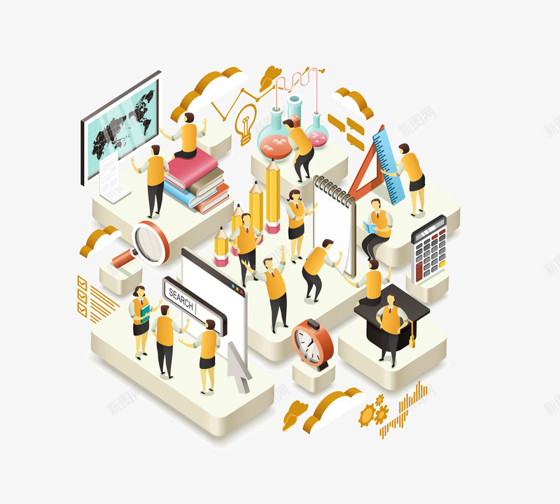 立体男女png免抠素材_88icon https://88icon.com 办公用品 卡通人物 合作 商务 商务人士 商务金融 团队 奖杯胜利 开会 成功的道路 扁平化 现代商务 矢量素材 立体男女