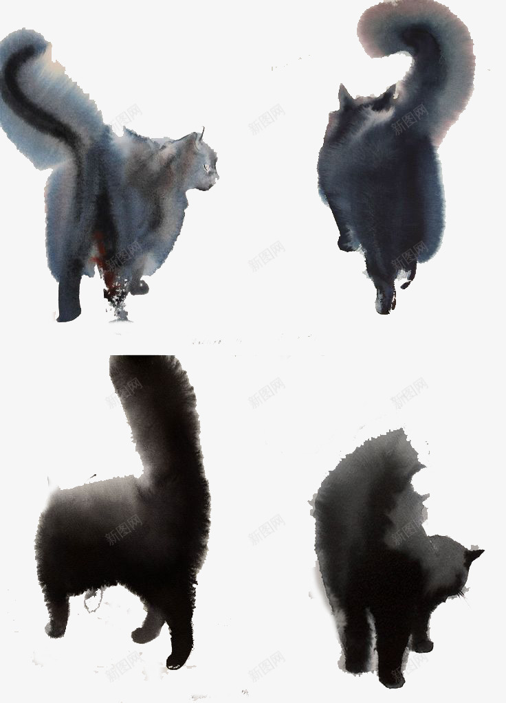 四只猫的背影png免抠素材_88icon https://88icon.com 动物 可爱 灰猫 猫咪背影 背影