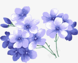紫色手绘文艺花朵装饰素材