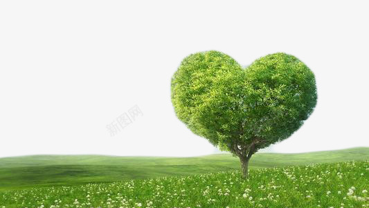 创意长在草原的心形树png免抠素材_88icon https://88icon.com 创意 心形树 花草 草原